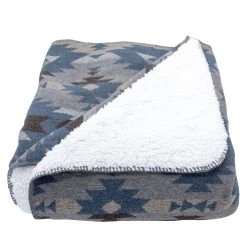 New ???? HiEnd Accents Southwest Design Throw With Shearling Back , 50x60 Blue ✔️