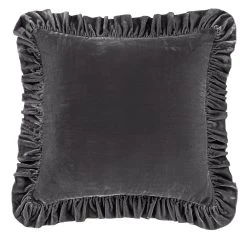 Promo ???? HiEnd Accents Stella Faux Silk Velvet Ruffled Euro Sham, 27"x27" Midnight Blue ???? -HiEnd Accents shop Stella Faux Silk Velvet Euro Sham 3