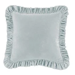 Promo ???? HiEnd Accents Stella Faux Silk Velvet Ruffled Euro Sham, 27"x27" Midnight Blue ???? -HiEnd Accents shop Stella Faux Silk Velvet Euro Sham 4