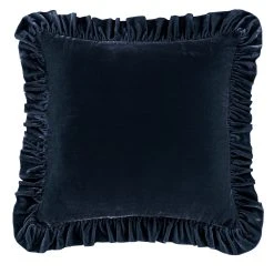 Promo ???? HiEnd Accents Stella Faux Silk Velvet Ruffled Euro Sham, 27"x27" Midnight Blue ???? -HiEnd Accents shop Stella Faux Silk Velvet Euro Sham 7