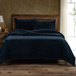 Coupon ???? HiEnd Accents Stella Faux Silk Velvet Quilt Set, 3PC Slate ✨ -HiEnd Accents shop Stella Faux Silk Velvet Quilt Set 4