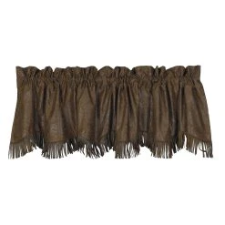 Outlet ???? HiEnd Accents Tooled Leather VL With Fringe, 84"X18" Chocolate ????