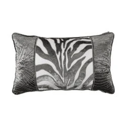Wholesale ???? HiEnd Accents Zebra Applique And Wave Embroidery Pillow, 16x26 ✨